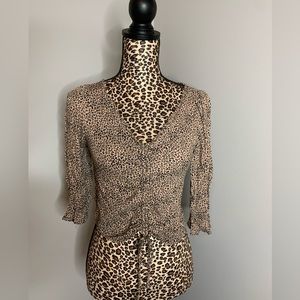 Urban  Romantics Blouse Womens Small Cropped V-neck Ruffle Sleeve